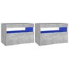 vidaXL Nattbord & LED-lys 2 stk betonggr&aring; 60x35x40 cm