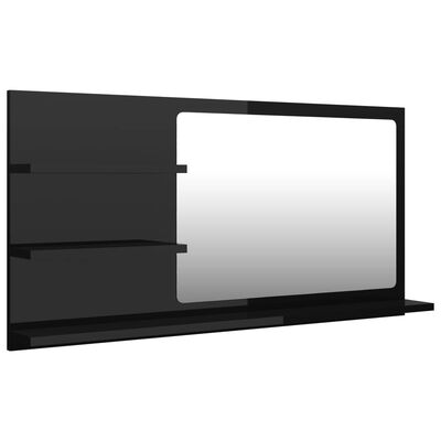 vidaXL Baderomsspeil høyglans svart 90x10,5x45 cm sponplate