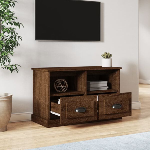 vidaXL TV-benk brun eik 80x35x50 cm konstruert tre