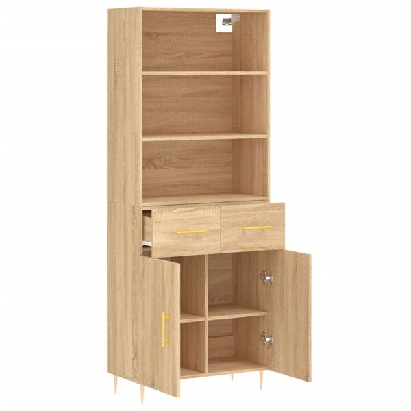 vidaXL Highboard sonoma eik 69,5x34x180 cm konstruert tre