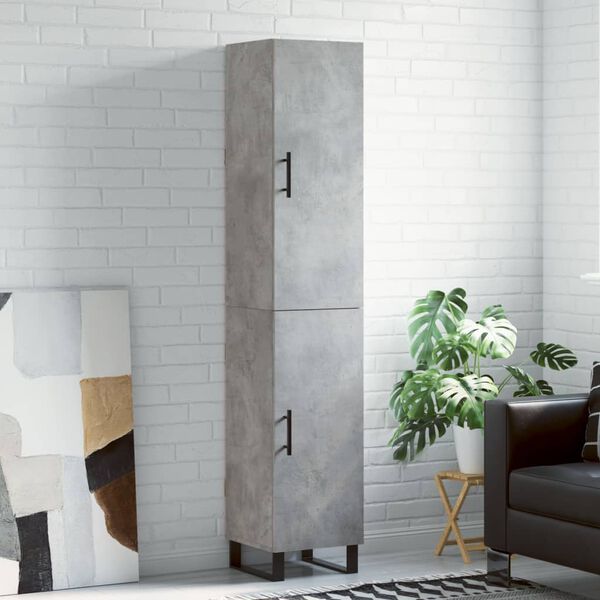 vidaXL Highboard betonggr&aring; 34,5x34x180 cm konstruert tre
