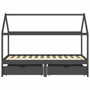 vidaXL Sengeramme for barn med skuffer heltre furu 90x200 cm m&oslash;rkegr&aring;