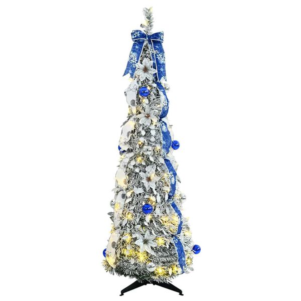 vidaXL Kunstig juletre med 100 LED med stativ Hvit 150 cm PVC