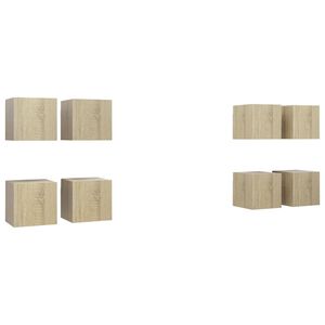 vidaXL Vegghengte TV-benker 8 stk sonoma eik 30,5x30x30 cm