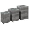 vidaXL Sidebord 3 stk med glass topp gr&aring; polyrotting