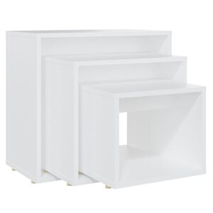 vidaXL Stablebord 3 stk hvit sponplate