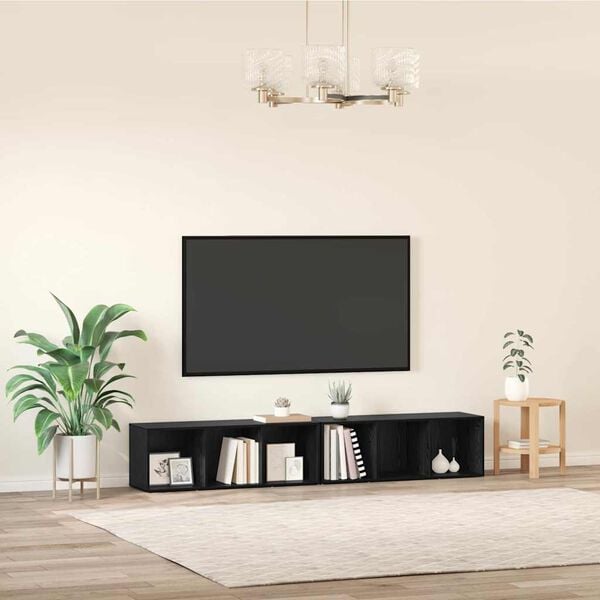 vidaXL TV-benksett 2 pcs Svart Eik 37 x 35 x 107cm Konstruert tre