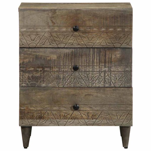 vidaXL Nattbord lysegrå 50x33x60 cm heltre mango