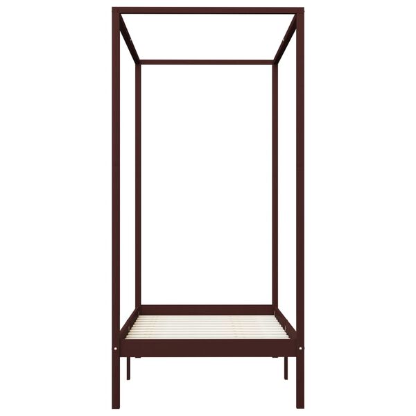 vidaXL Himmelsengramme med 2 skuffer mørkebrun furu 90x200 cm