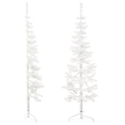 vidaXL Kunstig halvt juletre med stativ slankt hvit 120 cm