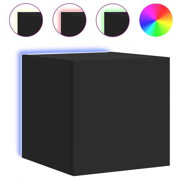 vidaXL Vegghengt TV-benk med LED svart 30,5x35x30 cm