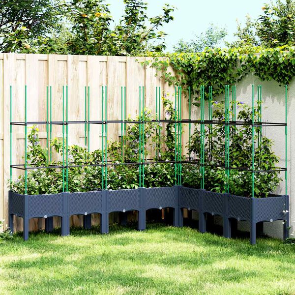 vidaXL Plantekasse med espalier bl&aring;gr&aring; 200x160x142,5 cm PP