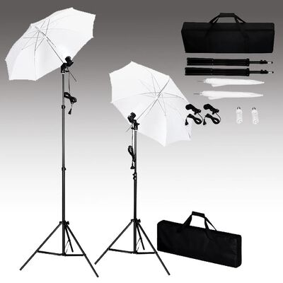 vidaXL Fotostudiosett med bakgrunner, lamper og parasoller