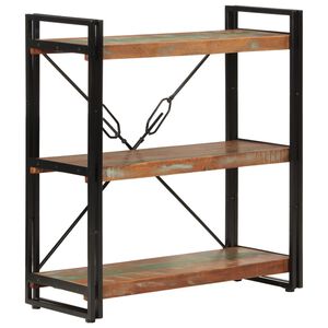 vidaXL Bokhylle 3 etasjer 77x30x80 cm gjenvunnet heltre og jern
