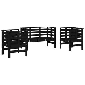 vidaXL Hagesofagruppe 3 deler svart heltre furu