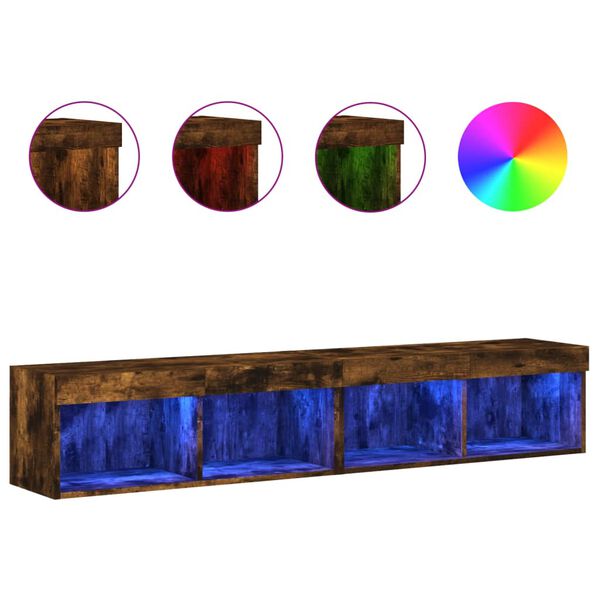 vidaXL TV-benker med LED-lys 2 stk r&oslash;kt eik 80x30x30 cm