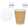vidaXL Papir kaffekopper med lokk 1000 stk 12oz 300 ml