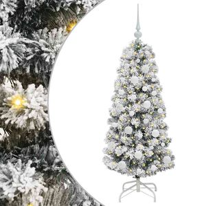 vidaXL Kunstig sammensatt juletre 150 LED-lys Gr&oslash;nn og hvit 120 cm