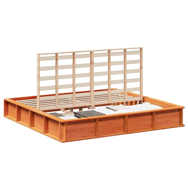 vidaXL Sengestamme Vokset Brun 200 x 200 cm Massiv furu