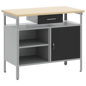 vidaXL Arbeidsbenk med skuff med hylle Svart og Gr&aring; 100 x 55 x 85 cm
