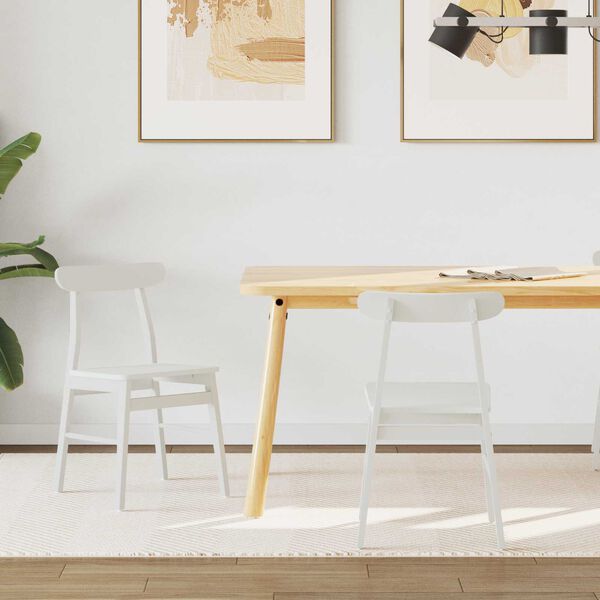 vidaXL Spisestuestol 2 pcs Hvit 43 x 44,5 x 77 cm Solid Gummitre