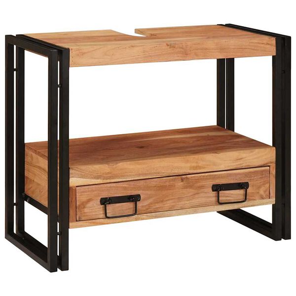 vidaXL Sminkeskap med skuff Brun 71 x 33 x 58 cm Solid akasietre