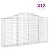 vidaXL Gabionkurver buede 12 stk 200x30x100/120 cm galvanisert jern