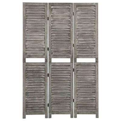 vidaXL Romdeler 3 paneler grå 106,5x166 cm heltre