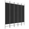 vidaXL Romdeler 5 paneler svart 200x200 cm stoff