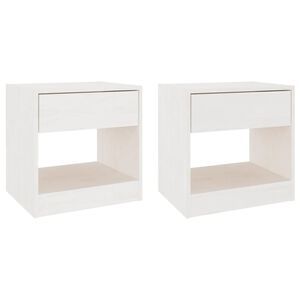 vidaXL Nattbord 2 stk hvit 40x31x40 cm heltre furu