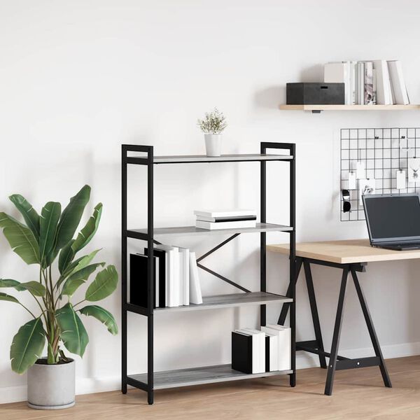 vidaXL Bokhylle Gr&aring; sonoma 80 x 30 x 120 cm Konstruert tre