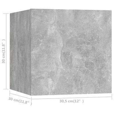 vidaXL Vegghengte TV-benker 4 stk betonggrå 30,5x30x30 cm