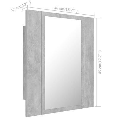 vidaXL LED-speilskap til baderom betonggrå 40x12x45 cm