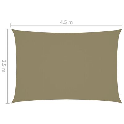 vidaXL Solseil oxfordstoff rektangulær 2,5x4,5 m beige