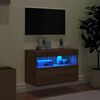vidaXL Vegghengt TV-benk med LED brun eik 60x30x40 cm