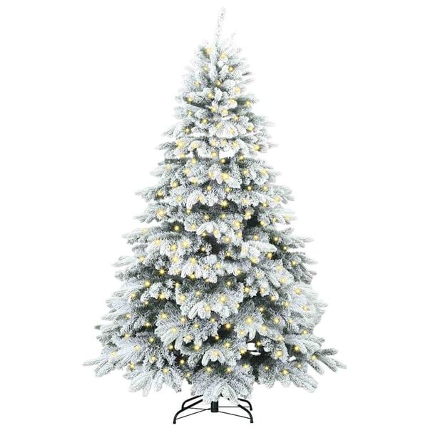 vidaXL Kunstig juletre med 300 LED med stativ Hvit 180 cm PE og PVC