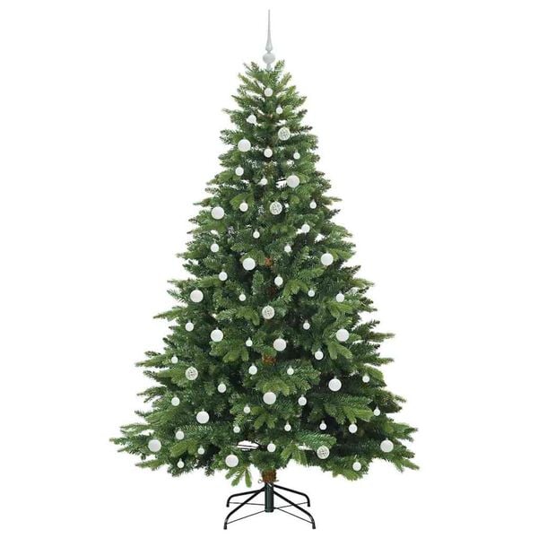 vidaXL Kunstig juletre med 300 LED med stativ gr&oslash;nn 210 cm PE og PVC