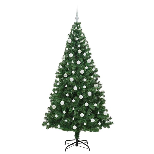 vidaXL Kunstig juletre med 300 LED gr&oslash;nn 180 cm PVC og St&aring;l og Plast