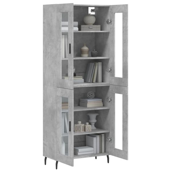 vidaXL Highboard betonggr&aring; 69,5x34x180 cm konstruert tre