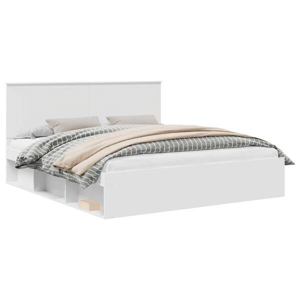 vidaXL Sengestamme med hodegjerde Hvit 180 x 200 cm Massiv furu