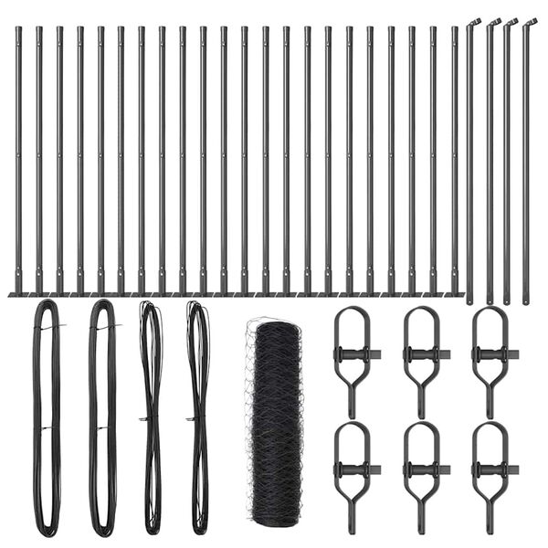 vidaXL Gjerde med innlegg. Grå 0.5 x 50 m PVC-belagt stål