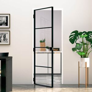 vidaXL Innerd&oslash;r svart 76x201,5 cm herdet glass og aluminium slank