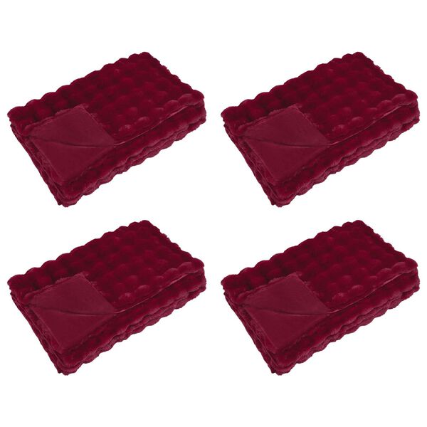 vidaXL Faux kaninullteppe 4 pcs Bordeaux Rød 130 x 150 cm Polyester