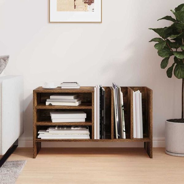 vidaXL Plateskap med hylle Røkt eik 78,5 x 35 x 45 cm Konstruert tre