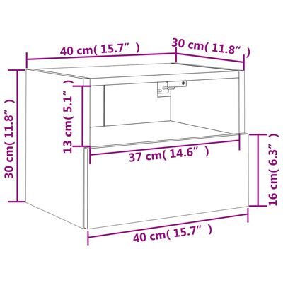 vidaXL Vegghengt TV-benk hvit 40x30x30 cm konstruert tre