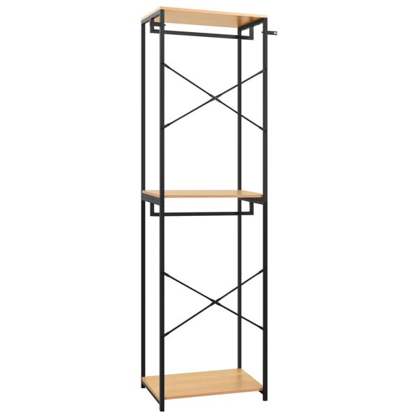vidaXL Garderobe svart og eik 60x40x213 cm metall og sponplate