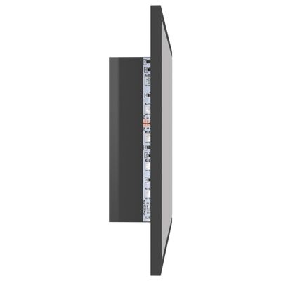 vidaXL LED-badespeil høyglans grå 60x8,5x37 cm akryl