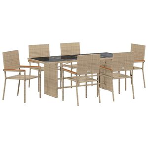 vidaXL Hage Spisegruppe 7 stk. Beige polyrotting