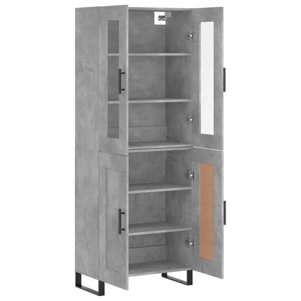 vidaXL Highboard betonggr&aring; 69,5x34x180 cm konstruert tre