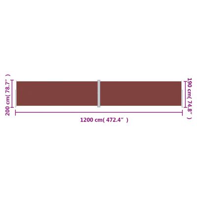 vidaXL Uttrekkbar sidemarkise 200x1200 cm brun